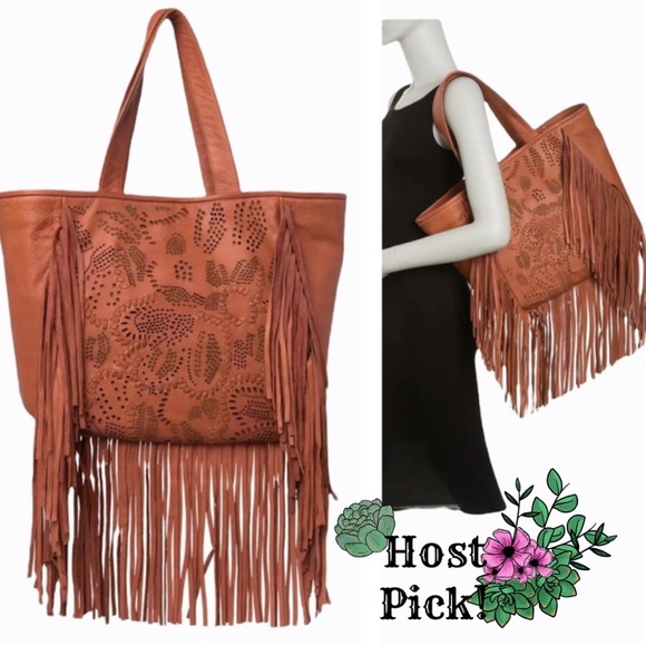 FRYE Festival Fringe Leather Boho Tote NWT - Picture 2 of 11